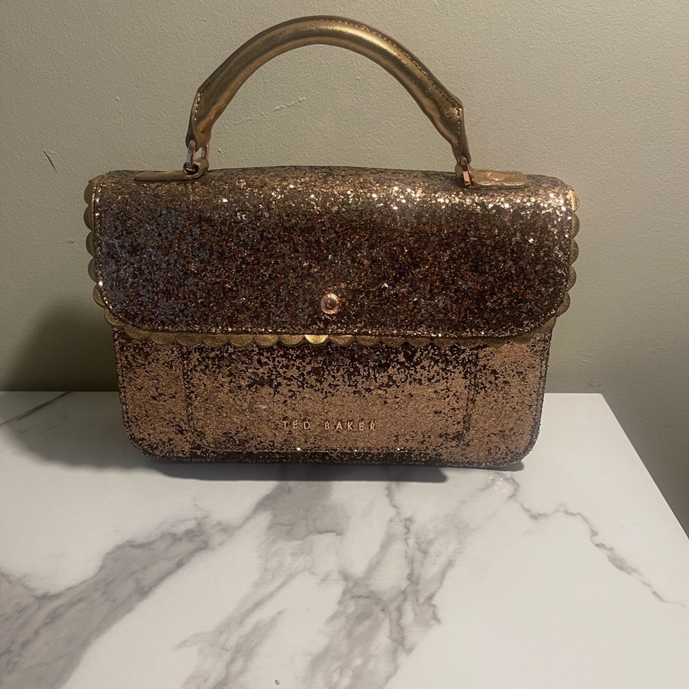 Bronze Glitter Ted Baker Convertible Top Handle/Shoulder Bag